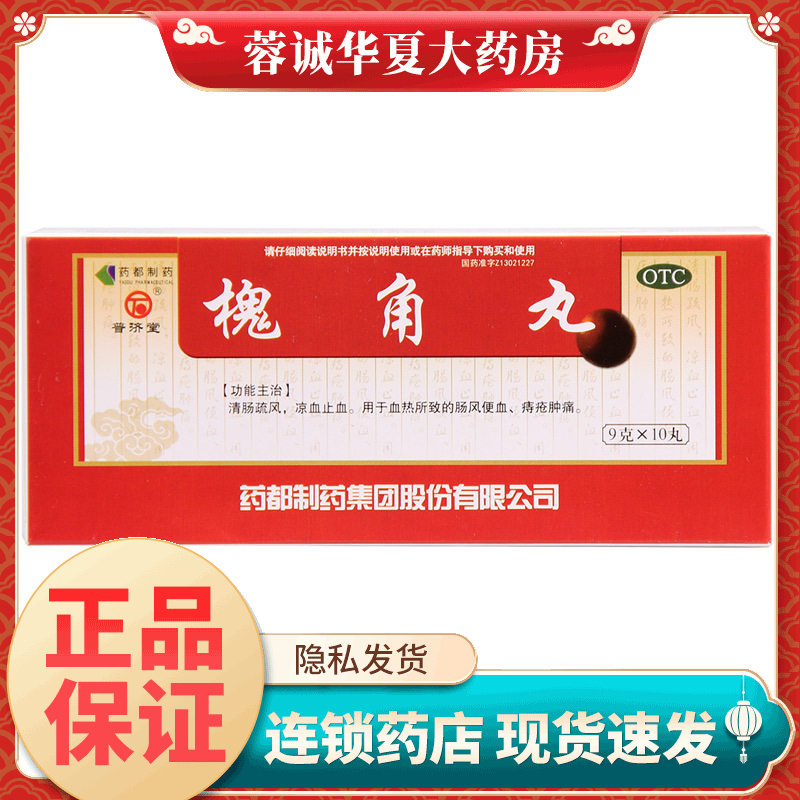 普济堂 槐角丸 9g*10丸/盒凉血止血血热所致的肠风便血痔疮肿痛