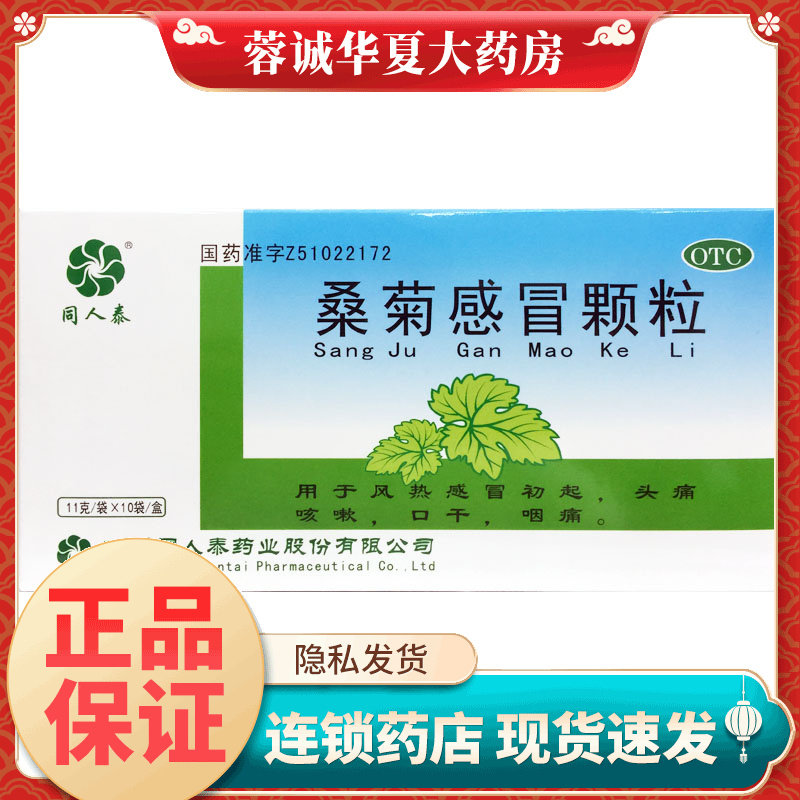 同人泰 桑菊感冒颗粒 11g*10袋宣肺止咳风热感冒的药头痛清热咳嗽