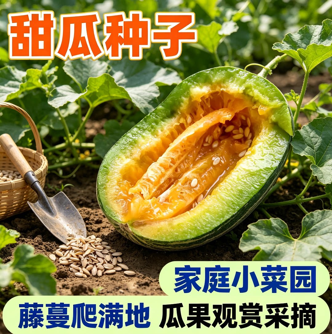 【冰糖子甜瓜种】种植简单适应性强四季种植甜瓜种春季简单图片