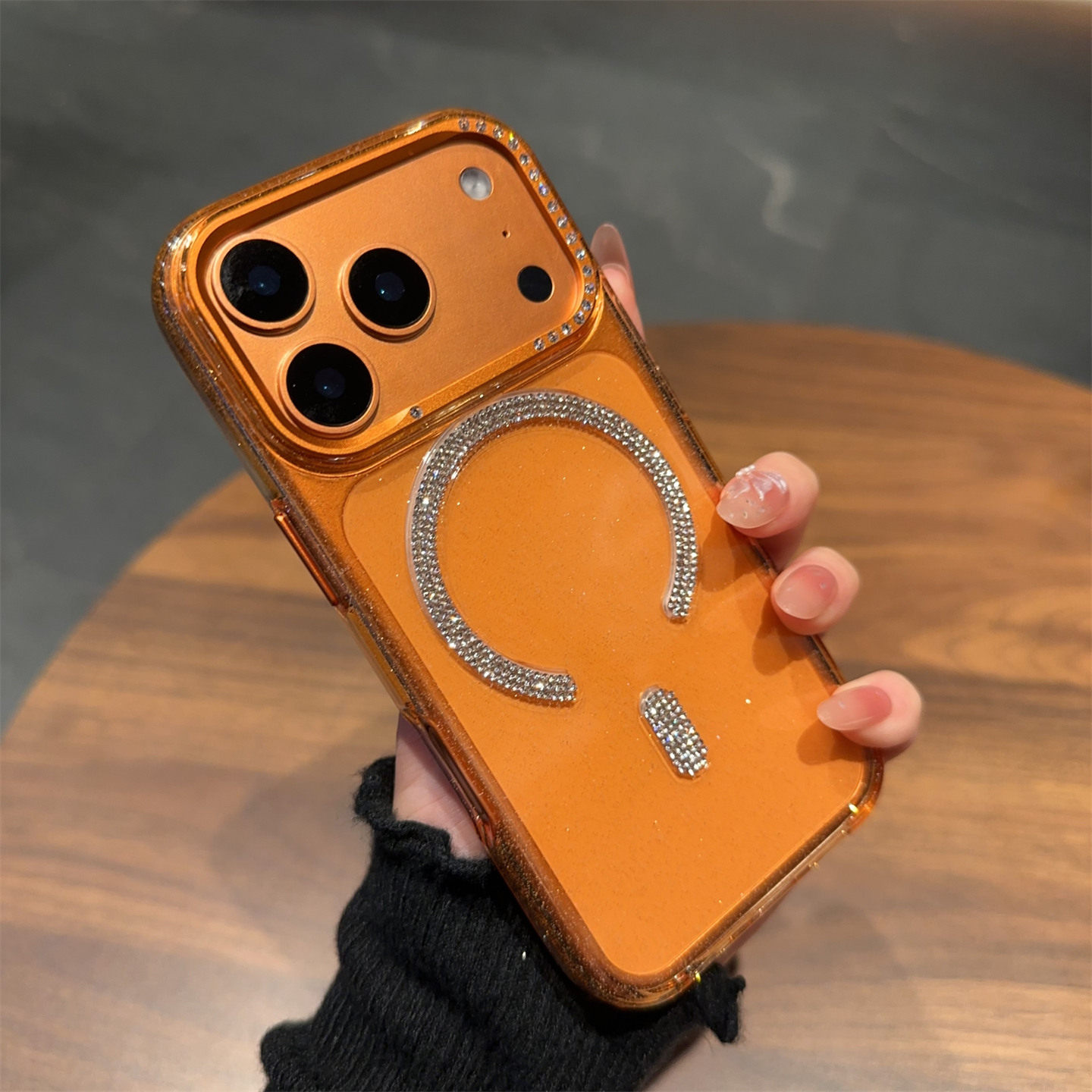 闪粉水钻磁吸适用苹果17promax手机壳超薄透明新款iPhone17pro保护套高级感简约小清新ins全包防摔外壳奢华女