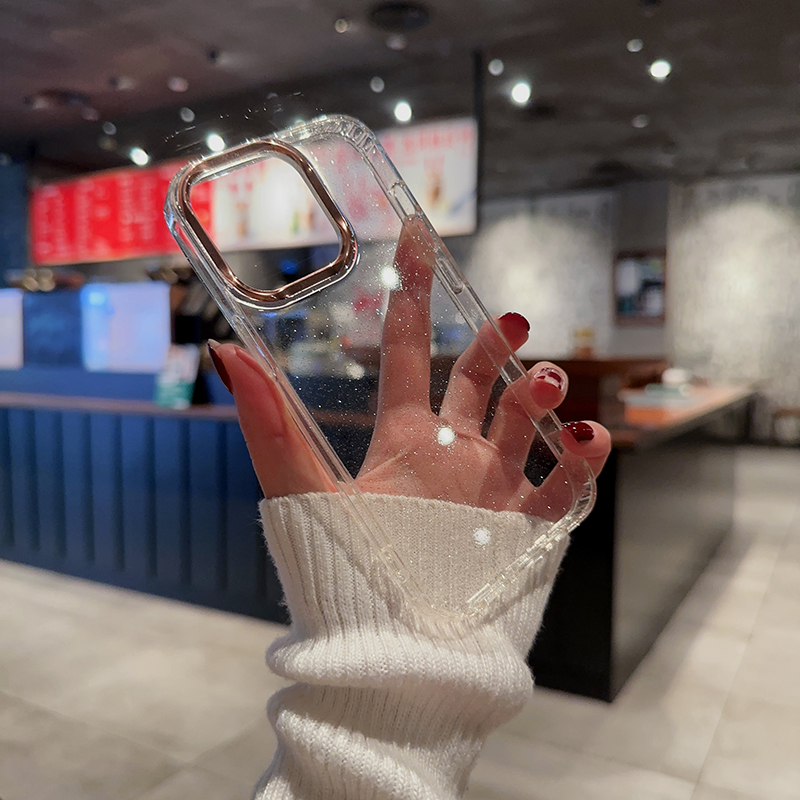 苹果14pro硅胶简约闪粉透明