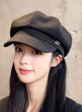 逛街八角帽女英伦复古秋冬新款