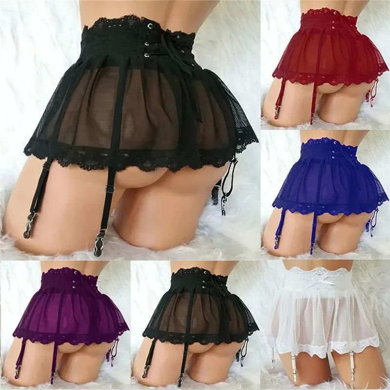 Sexy mesh strap floral short skirt for women网纱绑带碎花短裙