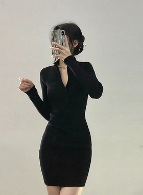 High end black slim fit hip hugging skirt高级黑色修身包臀裙