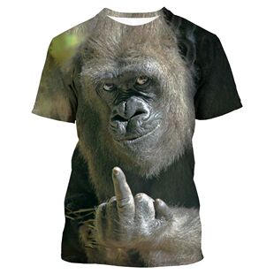 Funny gorilla pattern 3Dprinted T-shirt搞笑猩猩图案3d印花T恤