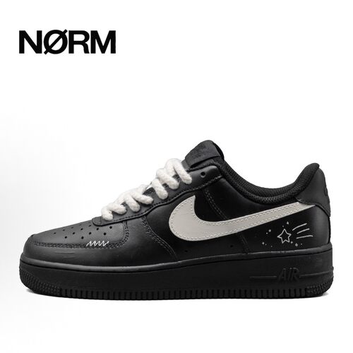 【定制球鞋】Nike AirForce1黑武士麻绳减震耐磨防滑手绘低帮板鞋