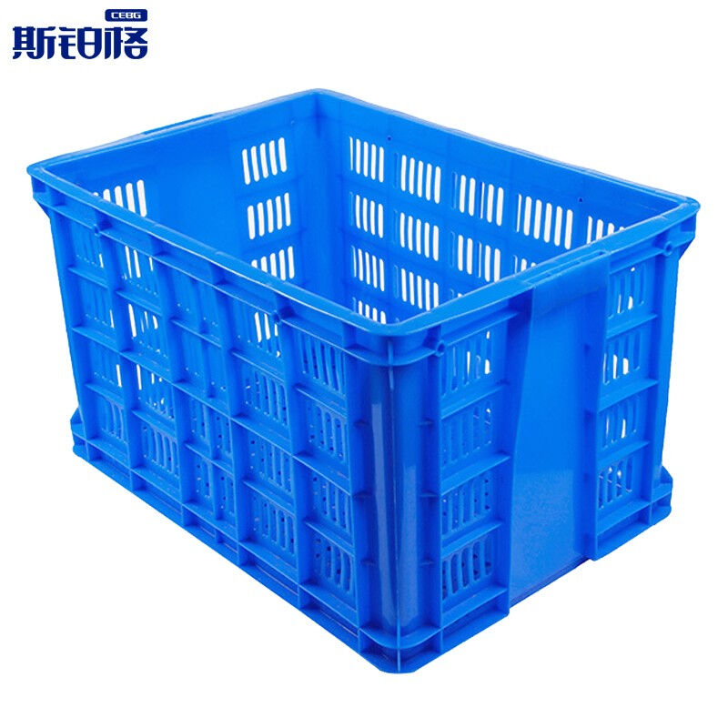 斯铂格BGB-46加厚塑料周转筐长方形水果蔬菜收纳筐蓝色700厚筐外