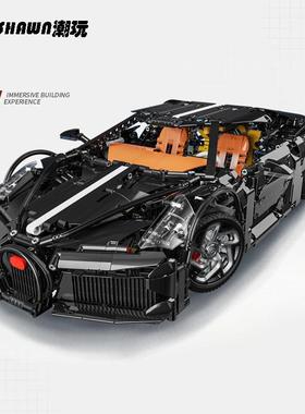 中国积木黑夜之声布加迪电动遥控跑车模型高难度拼装积木玩具礼物
