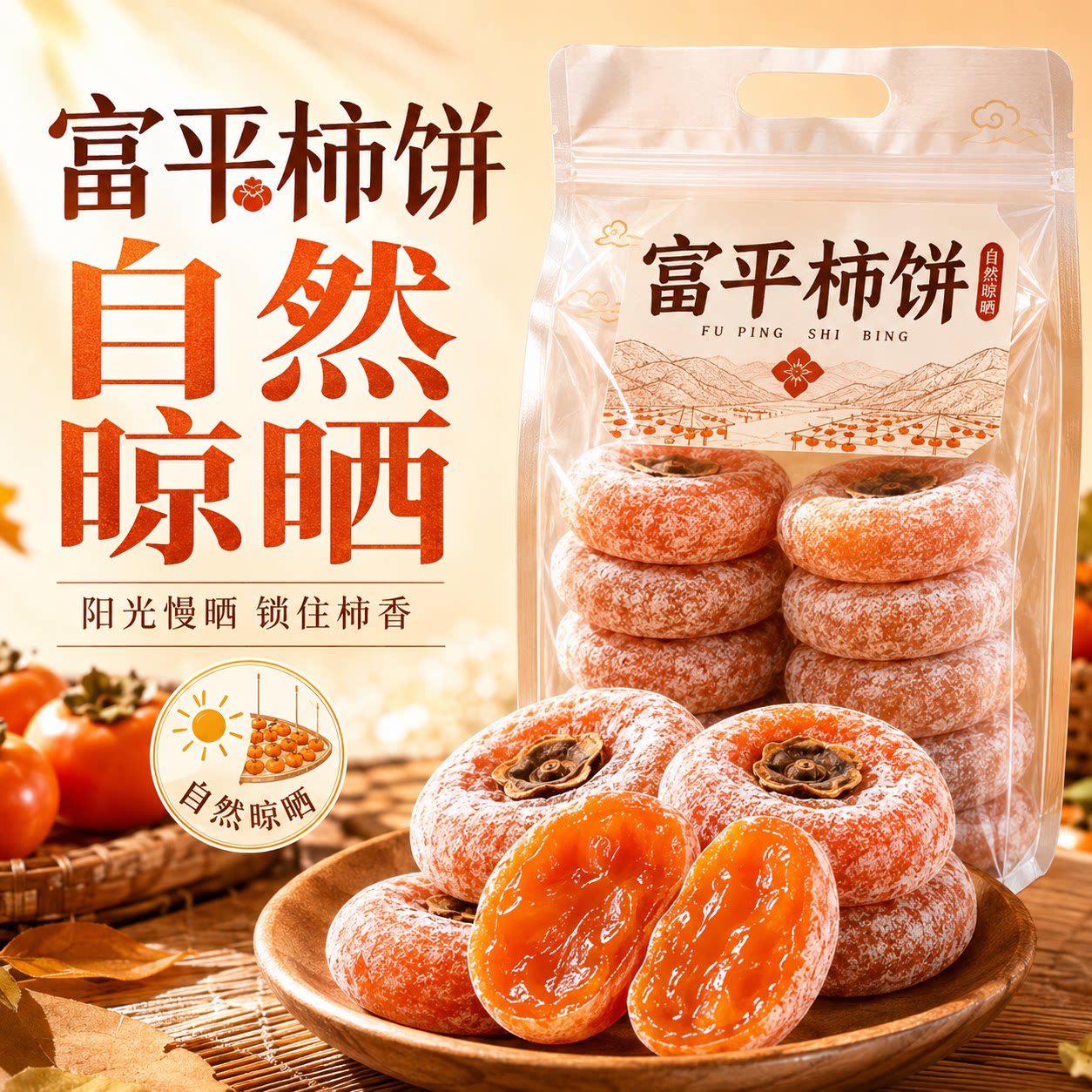 特级富平柿饼陕西正宗流心柿子吊柿饼圆柿饼当季新鲜休闲零食旗舰
