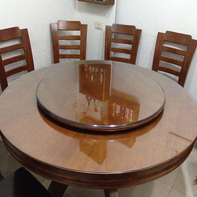 定制加厚圆形钢化玻璃面餐桌茶几玻璃圆桌面转盘藤椅玻璃桌面