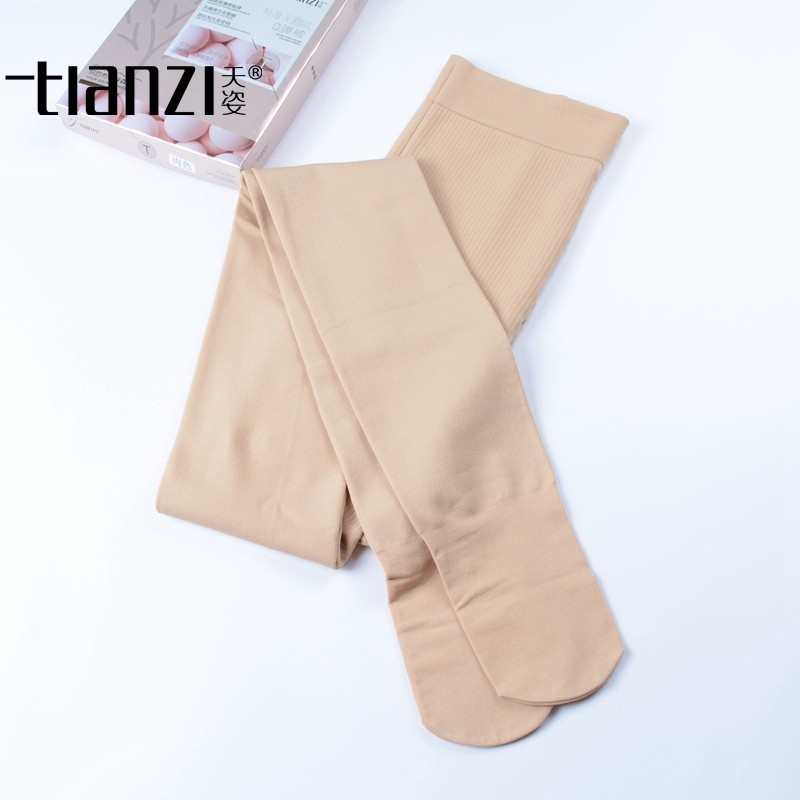 天姿春款加厚天鹅绒连裤袜打底丝袜防勾丝大码显瘦女黑色肉色裤袜