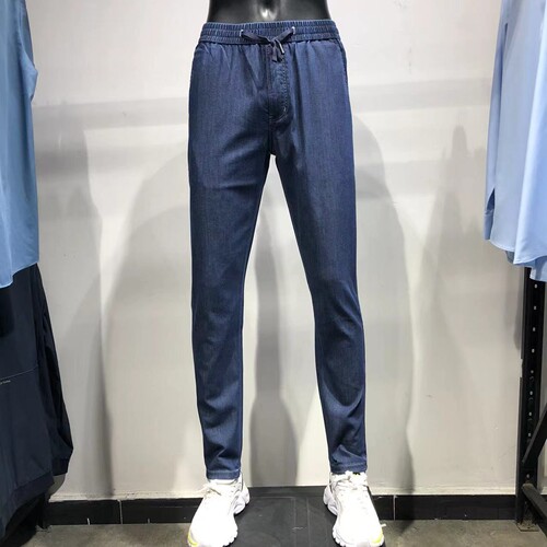 品牌男装夏季锥形小脚弹力牛仔裤