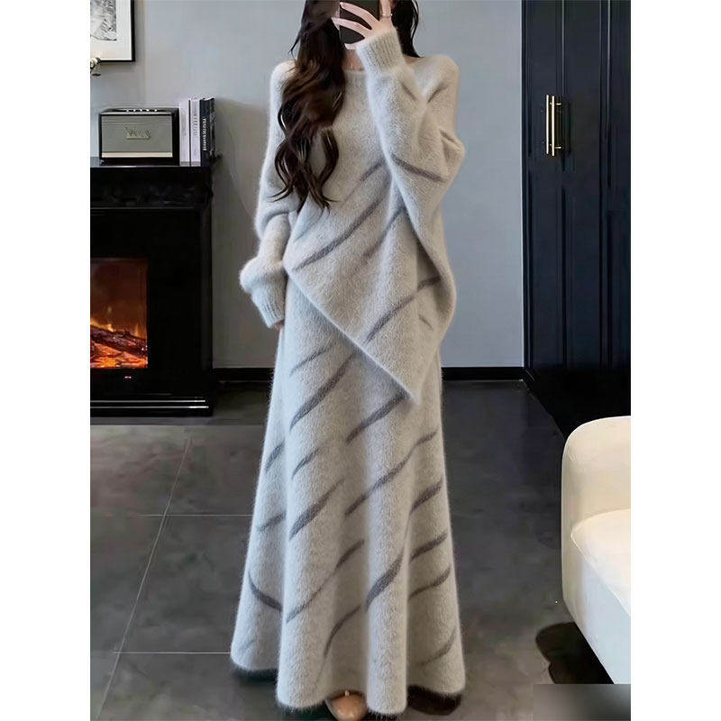 温柔慵懒风立体花朵毛衣半身裙两件套女秋冬显瘦套装女装大码休闲,女装/女士精品,大码套装,淘宝优惠券,粉丝福利购,淘宝优惠卷