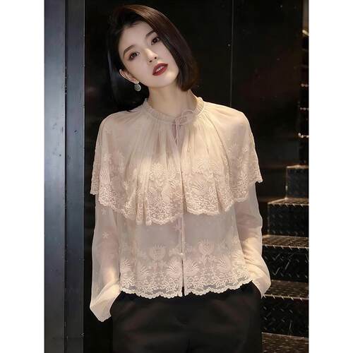法式浪漫风蕾丝设计感衬衫
