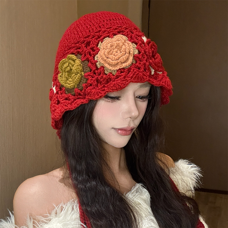 手工针织渔夫帽秋冬新款