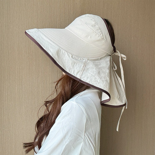 夏季女大檐空顶防晒护颈遮阳帽
