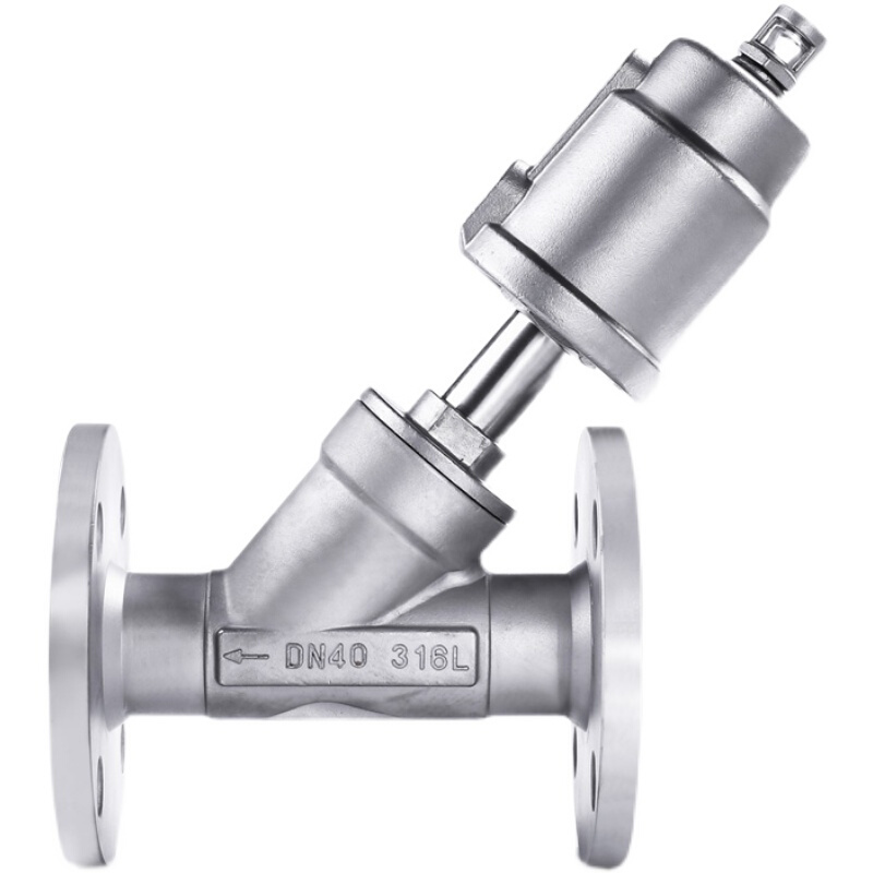 极速316L不锈钢阀体气动法兰角座阀高温蒸汽Y型气动角座U阀DN25