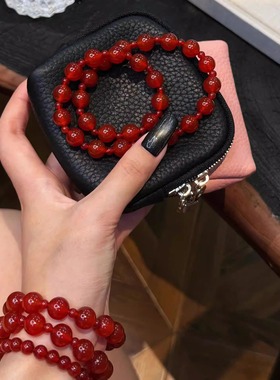 天然红玛瑙手串新年礼物超显白