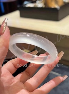 天然正品高冰透白月光宝石光玉镯
