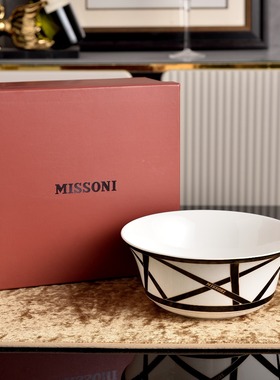 MISSIONI米索尼黑色彩色丝带系列陶瓷餐具花瓶高级感欧式瓷器摆件