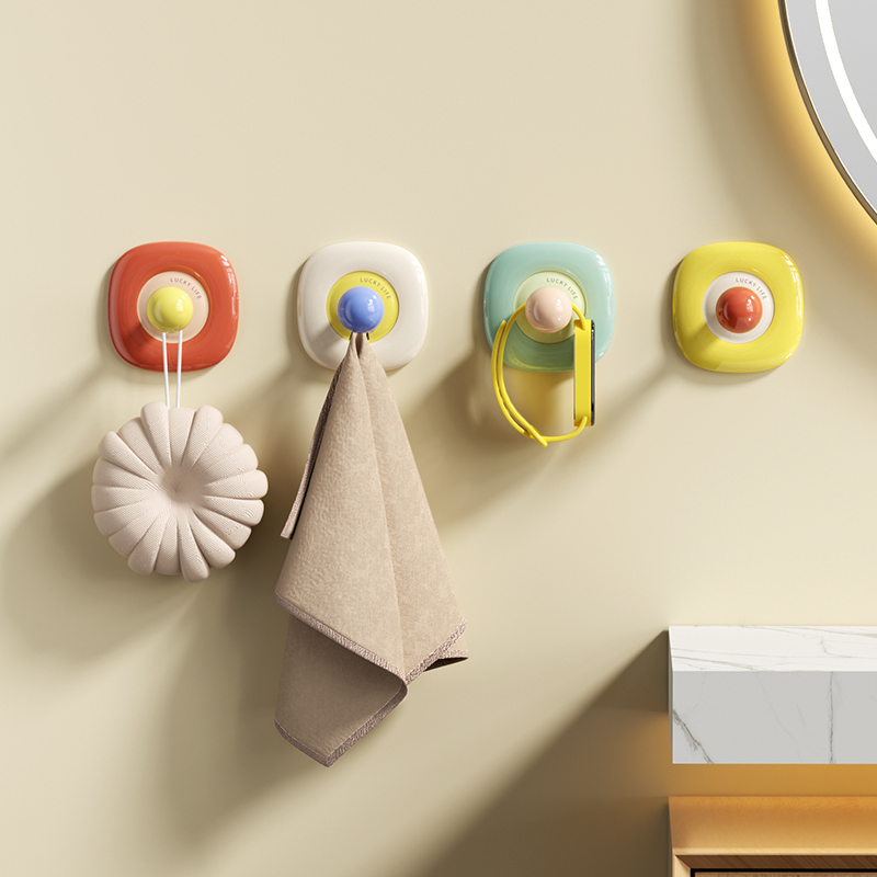 多巴胺彩色花朵挂钩浴室免打孔