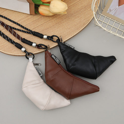 可颂牛角包饺子小众迷你便携复古钥匙包百搭口红耳机包挂脖零钱包