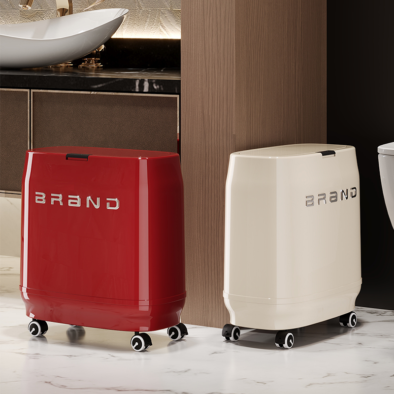 轻奢垃圾桶家用高颜值免弯腰厨房客厅大容量夹缝按压带盖带轮垃圾