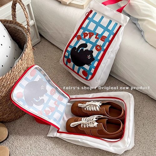 便携可爱鞋袋行李箱手提式防尘双层大容量鞋包出差旅行鞋子收纳袋