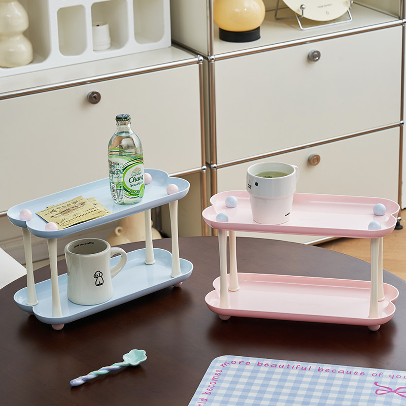桌面双层置物架收纳盒轻奢洗手间洗漱台台面整理收纳艺术感杯架,收纳整理,桌面收纳盒,淘宝优惠券,粉丝福利购,淘宝优惠卷