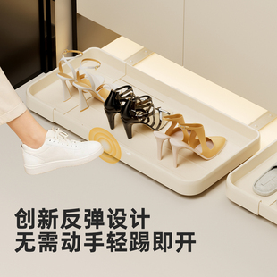 架收纳托盘 家用抽屉带缓冲滑轨可抽拉鞋 鞋 柜踢脚抽底部隐形嵌入式