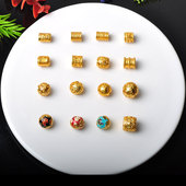 高保色古法沙金配件diy手工编织红绳手链转运珠桶珠路路通隔珠子