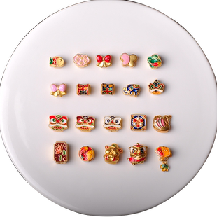 高保色古法沙金醒狮配件隔珠diy手工编织手链串珐琅彩饰品女材料