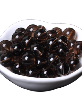 天然7a茶水晶散珠烟晶珠子
