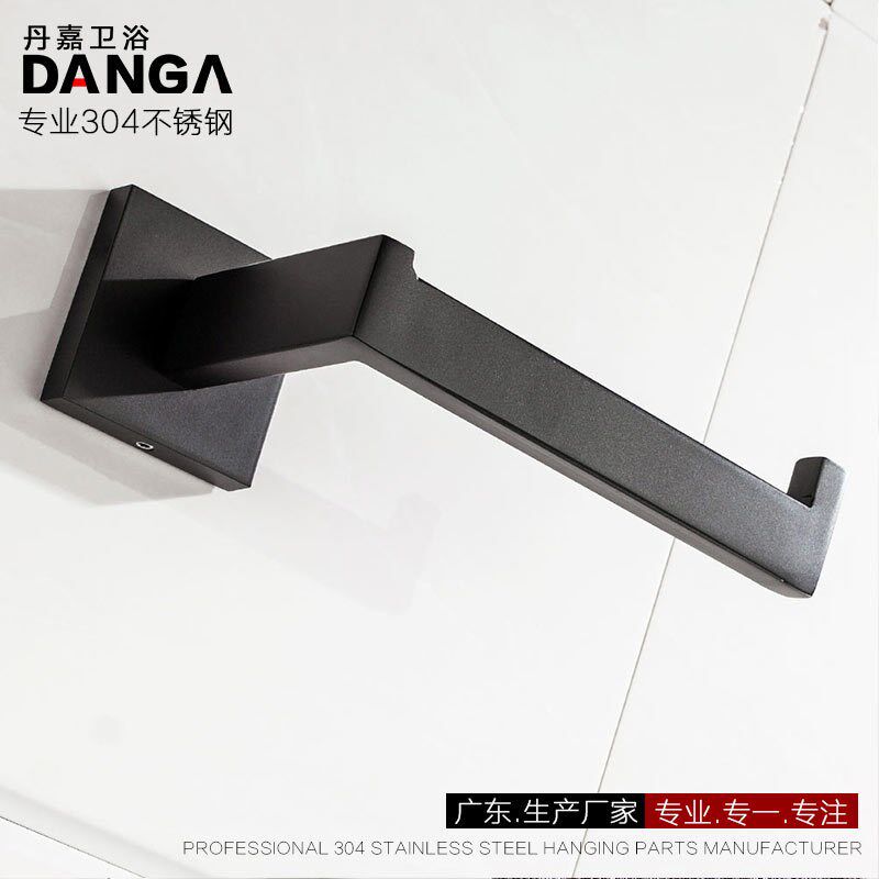 304不锈钢厕纸架方形无盖黑色卷纸筒架直售纸球架跨境特价款7011H