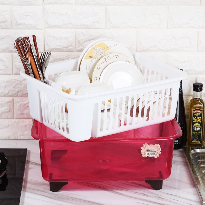 厨房翻盖塑料碗柜带排水孔装碗筷收纳盒碗架大容量带盖沥水架碗盆
