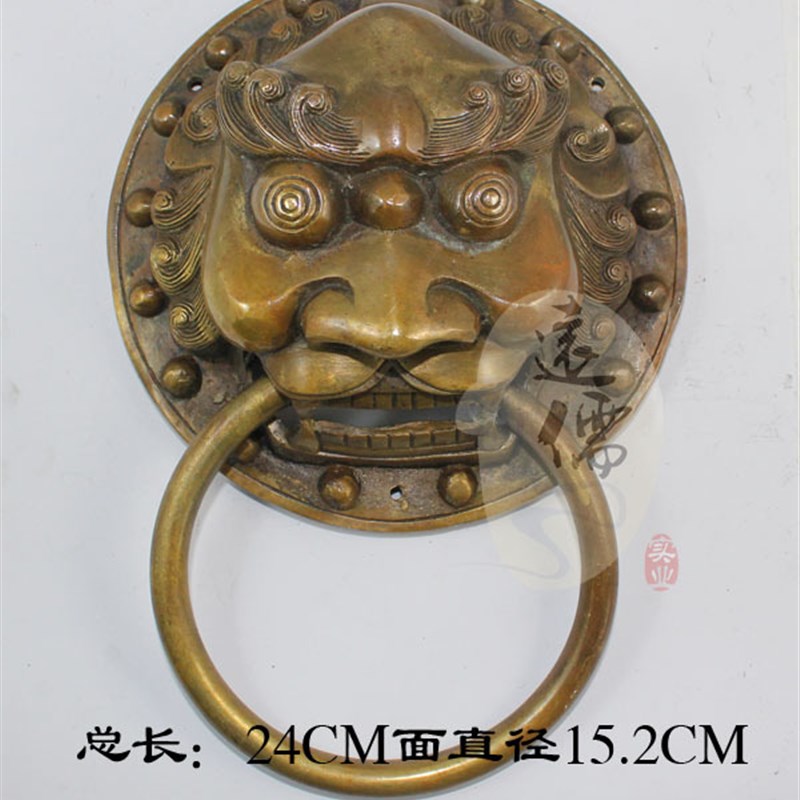 铜雕 中式仿古兽头门环 黄铜大门拉手铜狮子头YRH0181-2
