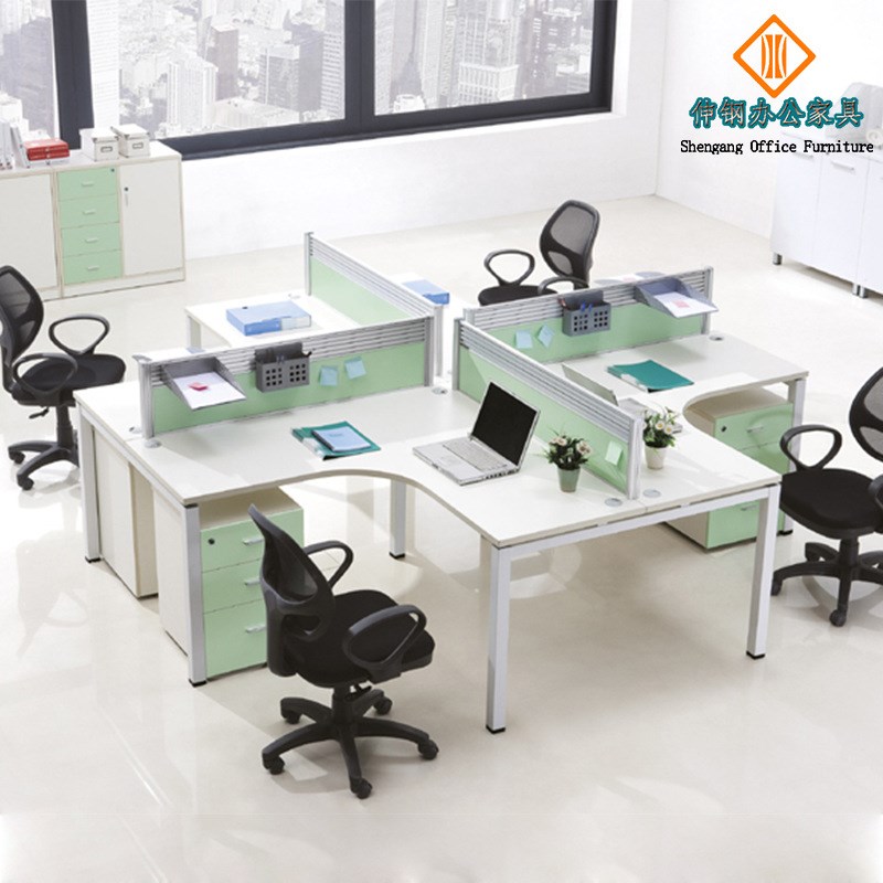 职员四人屏风卡位简约时尚板式十字组合电脑桌东莞办公家具