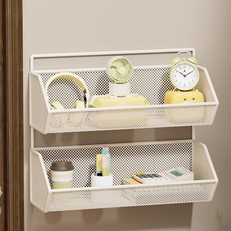 宿舍墙上置物架下铺挂篮衣柜侧面收纳好物学生寝室免打孔双层挂架