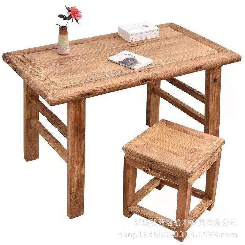 新中式老榆木餐桌酒店圆形方形多人位餐桌椅实木吃饭桌带转盘圆桌