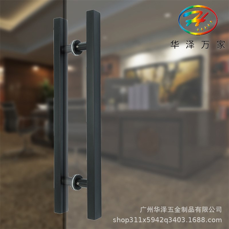 玻璃门大拉手亚黑色KTV木门有框门无框推拉门方管烤漆不锈钢把手