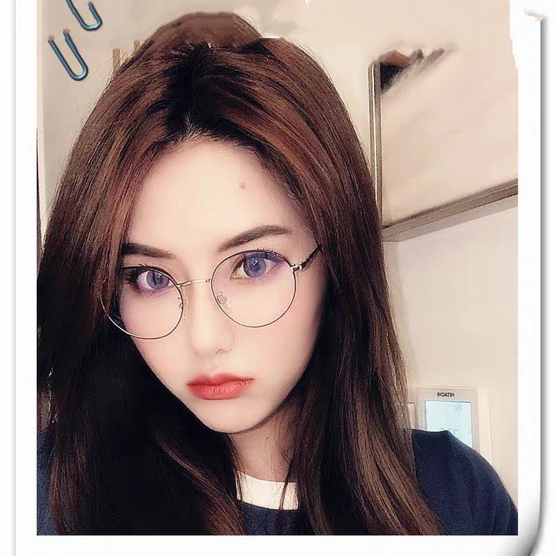 男女时尚小圆框平光镜素颜百搭镜框宽边仿竹节腿D052眼镜架配近视