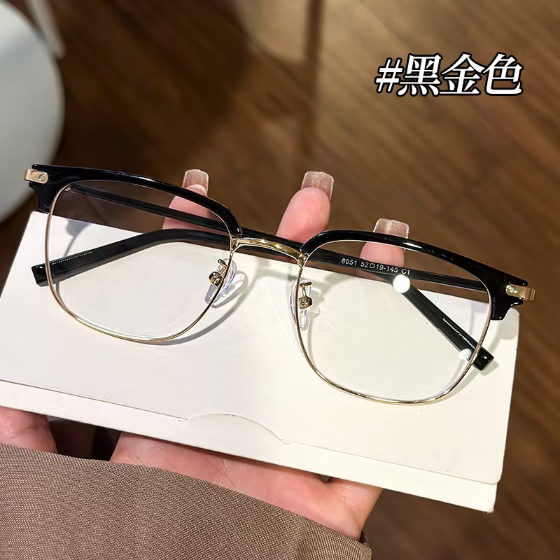 复古眉毛眼镜框男士商务方框高档时尚眼镜架超轻黑色透明kdx8051