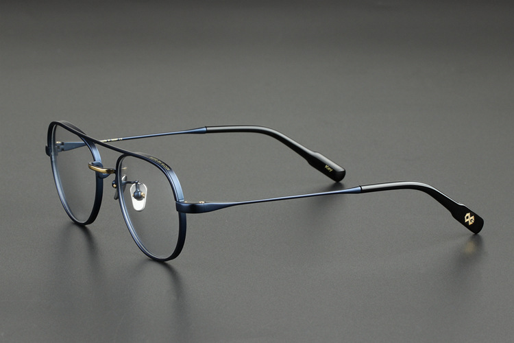 高档男女双梁小框镜架日本手工磨砂镜框宽边近视眼镜纯钛超轻私藏