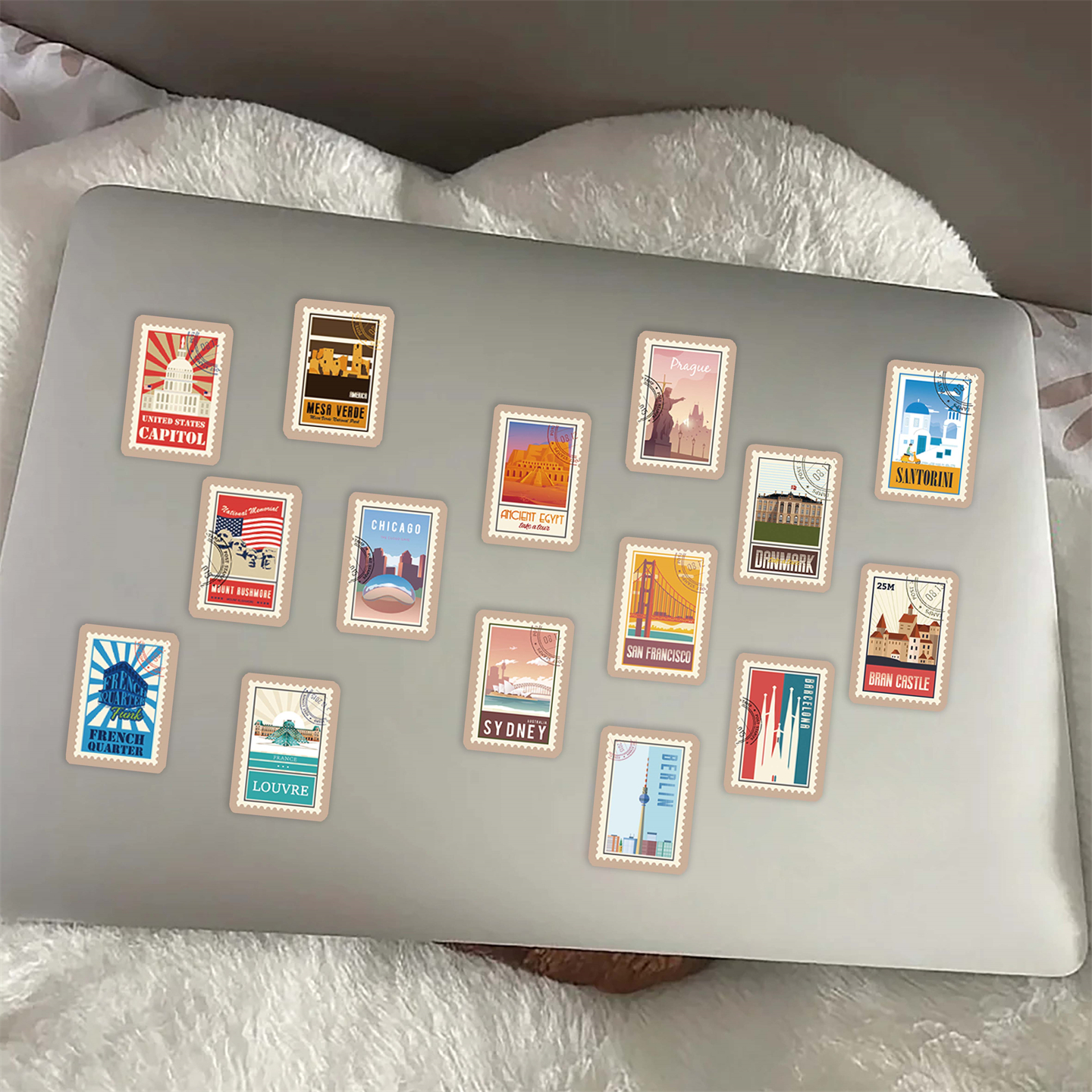 6张半切城市特色风景建筑邮票贴