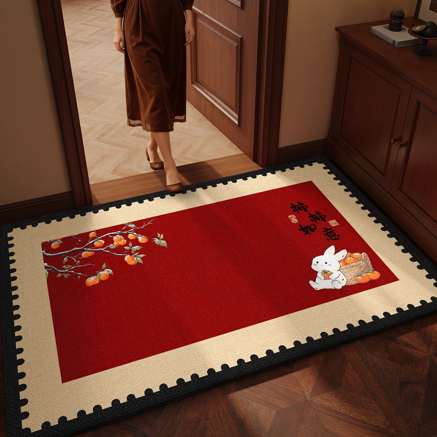马年红色入户门地垫进门2026新款新年脚垫防滑除尘玄关地毯可裁剪,居家布艺,入户地垫,淘宝优惠券,粉丝福利购,淘宝优惠卷