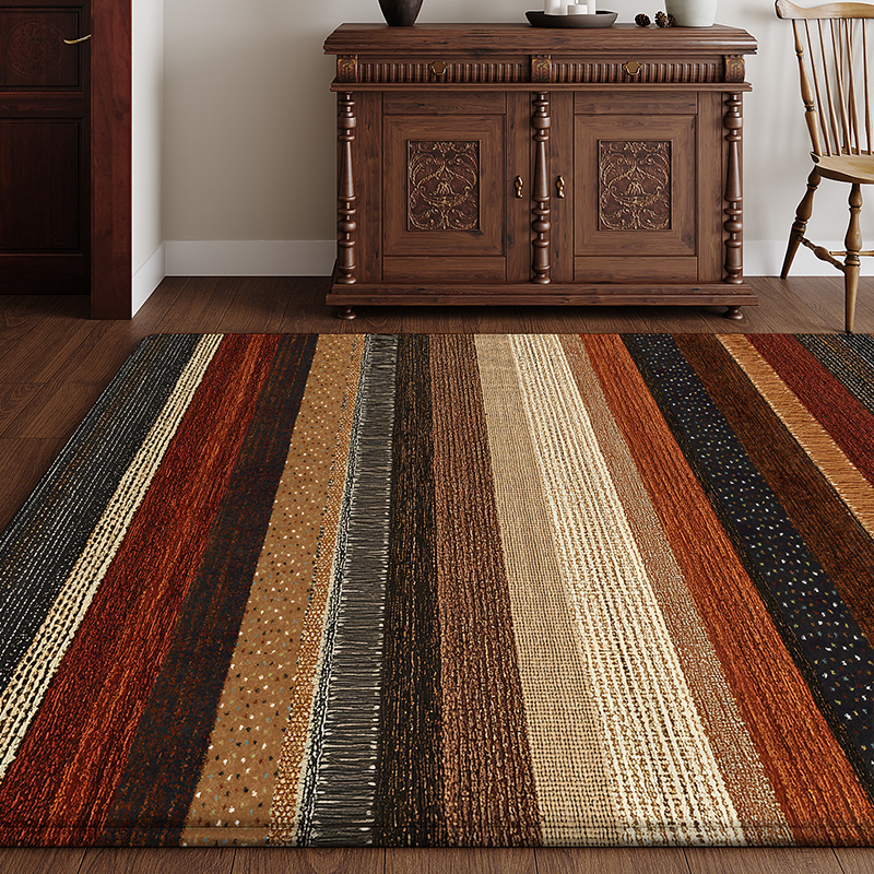 条纹复古无胶环保大地毯客厅民族
