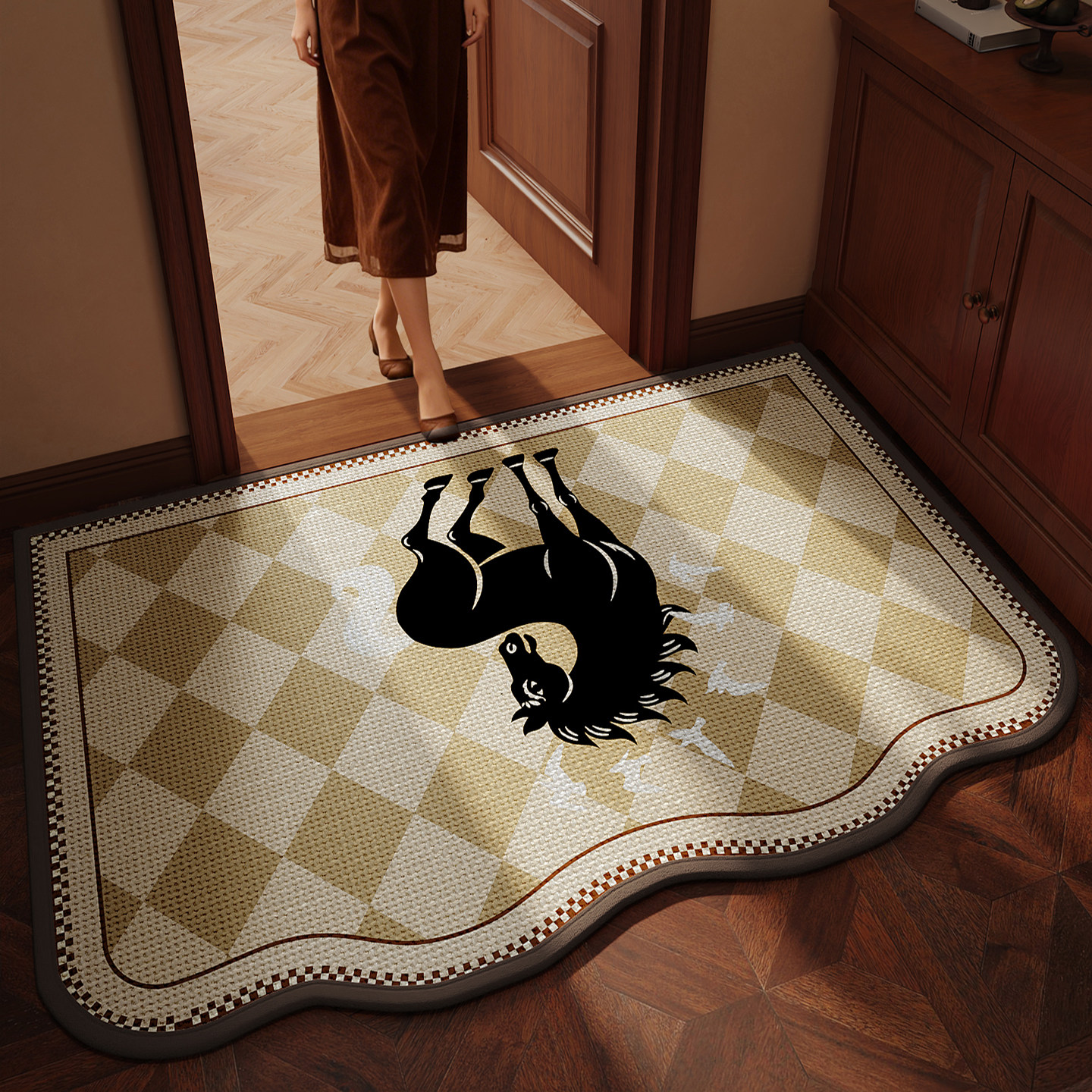 仿亚麻编织地垫中古风进门地毯玄关室内门口复古马年耐脏防滑脚垫,居家布艺,入户地垫,淘宝优惠券,粉丝福利购,淘宝优惠卷