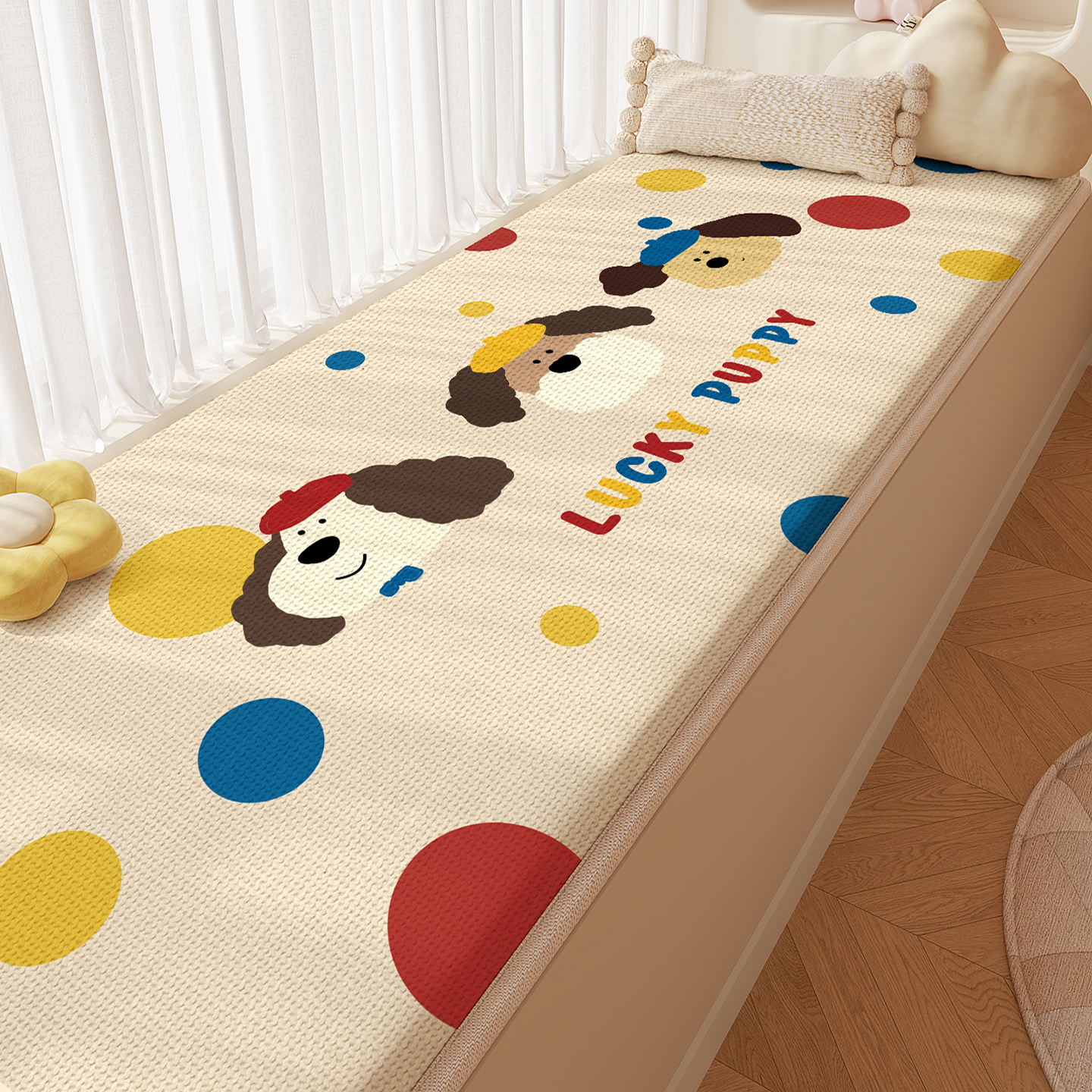 网红艺术多巴胺飘窗垫窗台垫亚麻