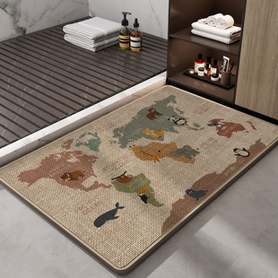 卫生间浴室地垫仿亚麻编制吸水速干脚垫防滑耐磨厕所门口专用地毯