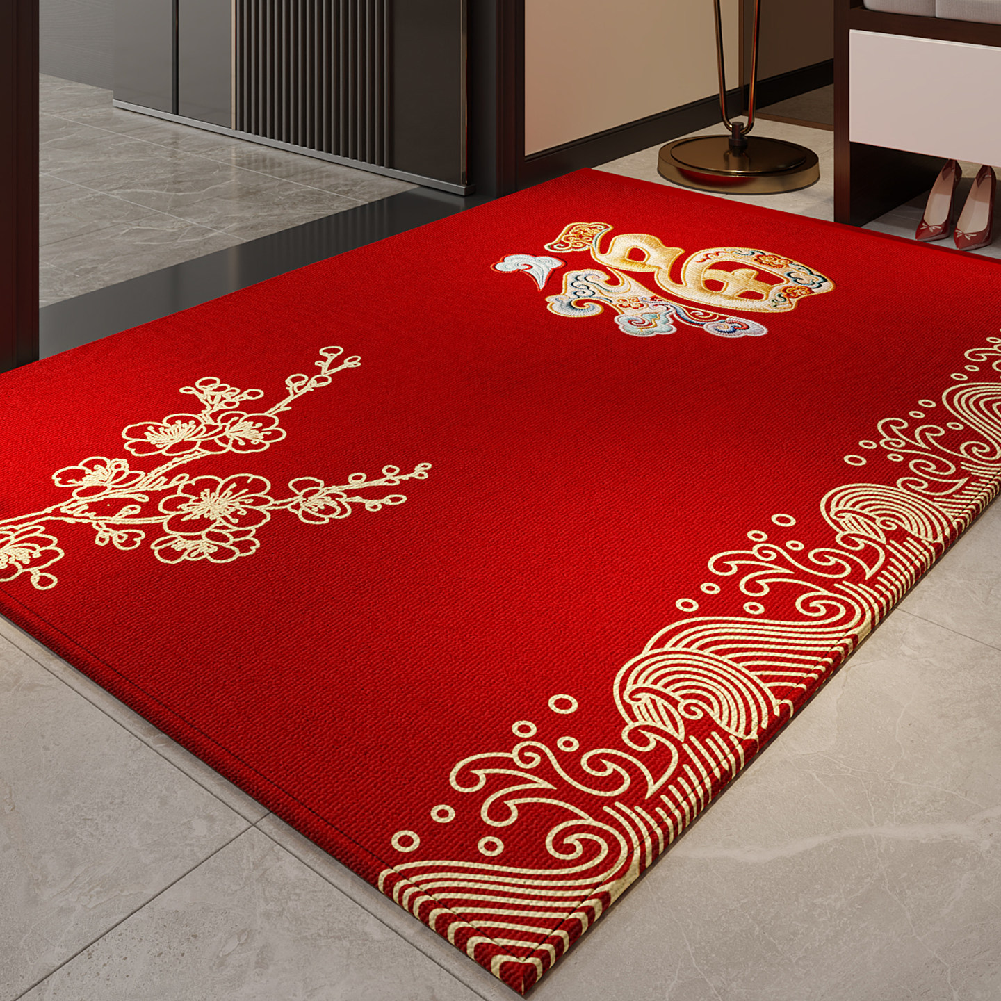 红色新年2026新款入户门地垫玄关进门脚垫喜庆防滑室内地毯可定制,居家布艺,入户地垫,淘宝优惠券,粉丝福利购,淘宝优惠卷